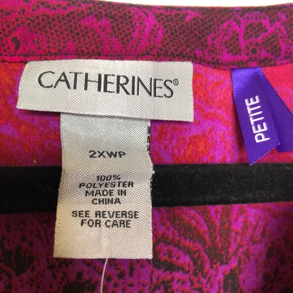 NWT Catherines 2XWP Petite Blouse Top Pink Purple V Neck Longs-sleeve Womens - Picture 5 of 16